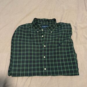 Polo Ralph Lauren Mens 2XL Green Blue Button Down Shirt Long Sleeve Cotton